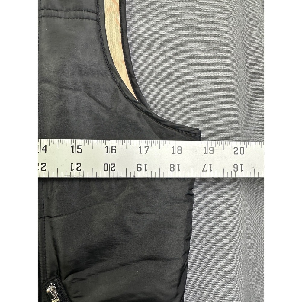 Liz Claiborne Women Petit P Black Quilt Puffer Vest Full Zip Mock Neck Tan Lined - Picture 10 of 13